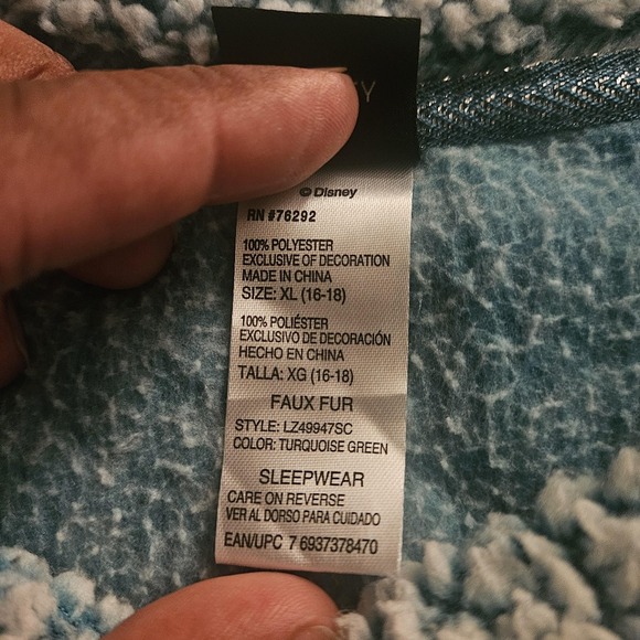 Disney Stitch Ohana Pullover Womens XL Turquoise Sherpa Fleece Soft LZ499475C‎ - Picture 3 of 8